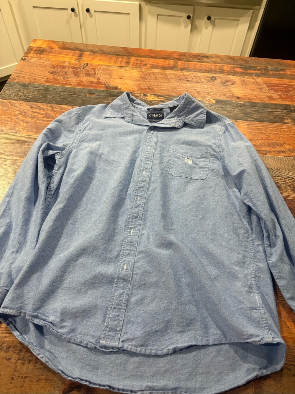 Chaps Light Blue Casual Button-Down Shirt